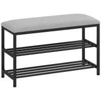 HOMCOM Bancă pentru pantofi cu șezut, bancă cu spațiu de depozitare, raft pentru pantofi cu 2 compartimente deschise, bancă 81 x 31 x 50 cm Negru(m-1)