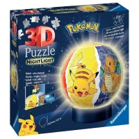 Puzzle 3D Ball illuminé Pokémon - Ravensburger - 72 pieces numérotées - Socle lumineux - A partir de 6 ans(m-3)