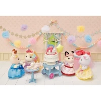 Figurines miniatures - SYLVANIAN FAMILIES - 5646 - La fille Chat bicolore et son goûter d'anniversaire(m-4)