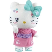 Hello Kitty Kimono Kawai Peluche +- 22 cm - JEMINI - Version kawai avec kimono rose et tongs.(m-2)
