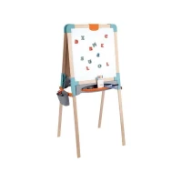 Smoby - Tableau en bois double face - Ardoise craie et Blanche magnétique - Pliable et hauteur ajustable - 80 accessoires - Dés 3ans(m-1)