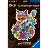 Puzzle en bois Renard coloré 150 pieces robustes et naturelles dont 15 figurines en bois (whimsies), Qualité premium - Pour enfants(m-1)
