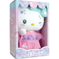 Hello Kitty Kimono Kawai Peluche +- 22 cm - JEMINI - Version kawai avec kimono rose et tongs.(m-4)