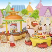 Jeu de Restauration - SYLVANIAN FAMILIES - Stand de Hamburgers - Papa Chat Latté et Scooter(m-6)