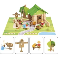 Jeu de Construction Maison et Jardin - JEUJURA - Bois Naturel - 135 Pieces(m-3)