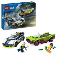 LEGO 60415 City La Course-Poursuite entre la Voiture de Police et la Super Voiture, Jouet avec Minifigurines, Cadeau Enfants(m-1)