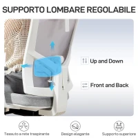HOMCOM Sedia da Ufficio Ergonomica e Traspirante con Supporto Lombare Dinamico 4D, 64.5x62.5x112-122 cm, Multicolore(m-4)