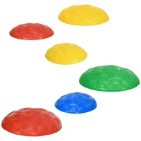 ZONEKIZ Set de 6 Piese Pietre de Echilibru Stivuibile cu Bază Antiderapantă pentru Antrenarea Echilibrului Multicolor(m-6)