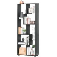 HOMCOM 8-Tier Freestanding Bookcase w/ Melamine Surface Anti-Tipping Foot Pads Home Display Storage Grid Stand Bedroom Living Room Furniture Modern Style - Black(m-14)