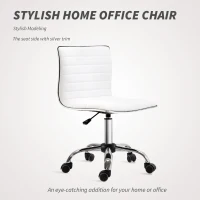 HOMCOM Mid-Back Swivel Office Chair, Adjustable Armless Desk Chair in PU Leather and Chrome Base, White(m-5)