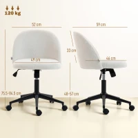 HOMCOM Teddy Fleece Office Chair with Wheels - Cream White(m-3)