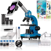 Microscope étudiant BIOLUX SEL - BRESSER JUNIOR - grossissement 40x-1600x - kit d'expérimentation - bleu(m-1)