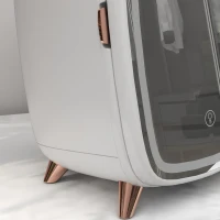 HOMCOM Mini-frigider pentru produse cosmetice, băuturi și gustări, portabil, cu oglindă iluminată, funcționare silențioasă, 6L, alb(m-5)