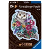 Puzzle en bois Hibou floral 150 pieces robustes et naturelles dont 15 figurines en bois (whimsies), des 10 ans, 17511, Ravensburger(m-1)