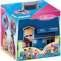 PLAYMOBIL 70985 Maison Transportable Bleue, 3 personnages, Accessoires inclus, 70985, Dollhouse, La maison traditionnelle(m-1)