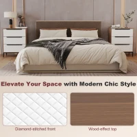 HOMCOM Cassettiera con 3 Cassetti in Tessuto con Motivo a Diamante, Legno Naturale e Bianco(m-4)