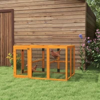 PawHut Poulailler pour 1-3 poules, structure en bois, grillage en acier, design extensible, perchoirs en bois, Orange(m-5)