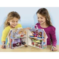 PLAYMOBIL 70985 Maison Transportable Bleue, 3 personnages, Accessoires inclus, 70985, Dollhouse, La maison traditionnelle(m-5)