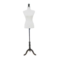 HOMCOM Manechin de croitorie feminin reglabil 130-168 cm, cu trepied din lemn, pentru fotografie de modă și expunere haine, alb(m-6)