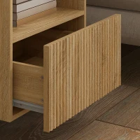 HOMCOM stolik nocny, bezuchwytowy design, otwarta półka, szuflada, montaż ścienny, jasnobrązowy(m-7)