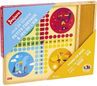 JEUJURA Jeux de l'oie et petits chevaux - Plateau avec plumier en bois(m-4)