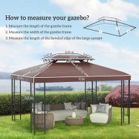 Outsunny 3x4m Gazebo Replacement Roof Canopy 2 Tier Top UV Cover Garden Patio Outdoor Sun Awning Shelters, Brown  (TOP COVER ONLY)(m-3)