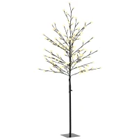 HOMCOM Lumină Copac Cireș cu 150 LED-uri Lampă Decorativă Floare de Cireș pentru Interior 17x17x150 cm Negru(m-6)
