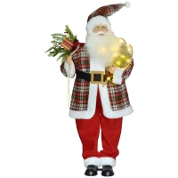 HOMCOM Animated Santa Claus, 133cm Tall Christmas Decoration with Sound Activated, Light Up Ornament, Laughing Effect and Festive Music for Party(m-10)
