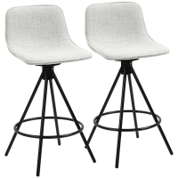 HOMCOM Set de 2 Taburete Înalte pentru Bucătărie cu Șezut Rotativ, Taburete de Bar Tapițate, 41,5x47,5x90 cm, Gri Deschis