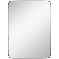HOMCOM Oglindă de baie dreptunghiulară cu cadru metalic Oglindă decorativă pentru dormitor sufragerie sau antreu 60x80 cm Negru(m-1)