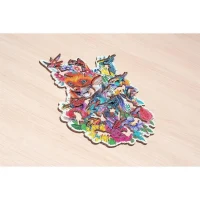 Puzzle en bois Renard coloré 150 pieces robustes et naturelles dont 15 figurines en bois (whimsies), Qualité premium - Pour enfants(m-5)