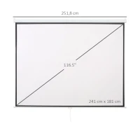 HOMCOM Beamer Leinwand 244 x 183 cm 120 Zoll 4:3/ 16:9 Projektionsleinwand Manuell für Heimkino(m-3)