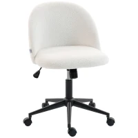 HOMCOM Teddy Fleece Office Chair with Wheels - Cream White(m-11)