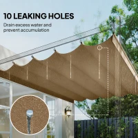 Outsunny Retractable Pergola Cover, 2.55 x 2.5 m Replacement Canopy Fabric for 3 x 3 m Frame, Roof Top Only, Tan(m-6)