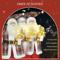 HOMCOM Animated Santa Claus, 133cm Tall Christmas Decoration with Sound Activated, Light Up Ornament, Laughing Effect and Festive Music for Party(m-5)