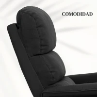 HOMCOM Sillón Relax Reclinable Eléctrico Levanta Personas con Mando a Distancia y Bolsillo Lateral Tapizado en Lino Negro(m-7)