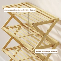 HOMCOM Regał na buty 4 poziomy, bambusowa półka, do 12 par butów, do przedpokoju, 60 x 29 x 67 cm, naturalny(m-7)