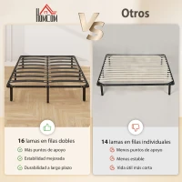 HOMCOM Estructura de Cama 160x200 cm con Marco de Acero Láminas de Álamo y Espacio de Almacenamiento Carga 350 kg Negro(m-4)