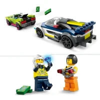 LEGO 60415 City La Course-Poursuite entre la Voiture de Police et la Super Voiture, Jouet avec Minifigurines, Cadeau Enfants(m-4)