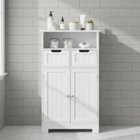 kleankin Free Standing Bathroom Cabinet, Floor Storage Cupboard with 2 Drawers Adjustable Shelf, White(m-9)