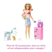 Barbie-Barbie en Voyage-Coffret avec chiot et accessoires HJY18(m-5)