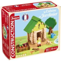 La Cabane du Jardinier 60 Pieces - JEUJURA - Jeu de Construction en Bois Naturel, Tapis et Accessoires Inclus, 22x18,5x8,5 cm(m-2)