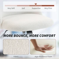 HOMCOM Teddy Fleece Office Chair with Wheels - Cream White(m-4)