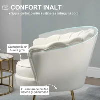 Homcom Fotoliu Vintage Catifea Crem – Retro & Elegant(m-5)