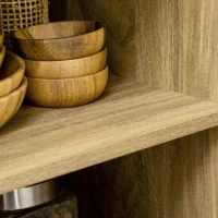 HOMCOM Bufet Mobilier Auxiliar de Bucătărie cu Ușă din Ratan și 2 Rafturi de Depozitare pentru Living 80x39x70 cm Natural(m-5)