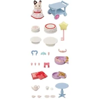 Figurines miniatures - SYLVANIAN FAMILIES - 5646 - La fille Chat bicolore et son goûter d'anniversaire(m-2)