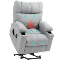 HOMCOM Fotoliu pentru seniori cu funcție de ridicare, funcție de culcare, incl. telecomandă, 144 cm x 91 cm x 88 cm, Gri deschis(m-7)