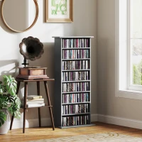 HOMCOM Depozitare pentru CD și DVD cu 8 compartimente și 6 polițe reglabile, capacitate max. 360 CD/185 DVD și Blu-ray, gri(m-6)