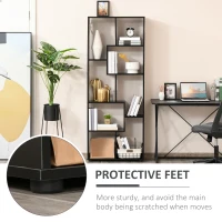 HOMCOM 8-Tier Freestanding Bookcase w/ Melamine Surface Anti-Tipping Foot Pads Home Display Storage Grid Stand Bedroom Living Room Furniture Modern Style - Black(m-7)