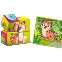 Jeu créatif 2-en-1 - LISCIANI - Montessori Baby Bois - Cubes et puzzle - Observation et dextérité - Bois et carton(m-4)